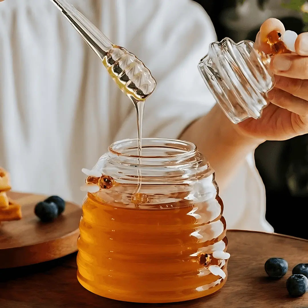 Nature's Touch Honey Container with Glass Dipper
