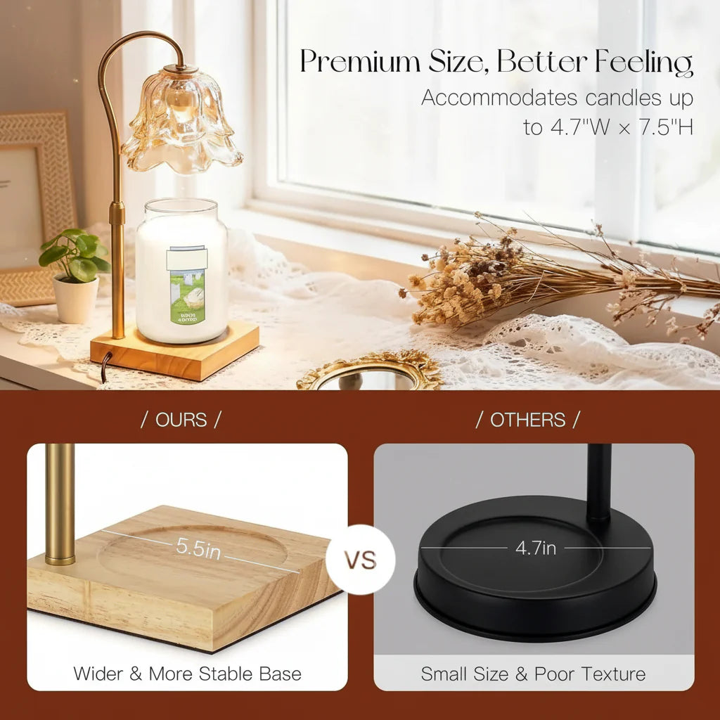 Electric Wax Melt Heater with Gold Flower Glass Candle Warmer Lamp