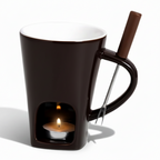 Ceramic Fondue Pot for Chocolate and Cheese with Candle Heater
