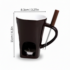 Ceramic Fondue Pot for Chocolate and Cheese with Candle Heater