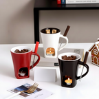 Ceramic Fondue Pot for Chocolate and Cheese with Candle Heater