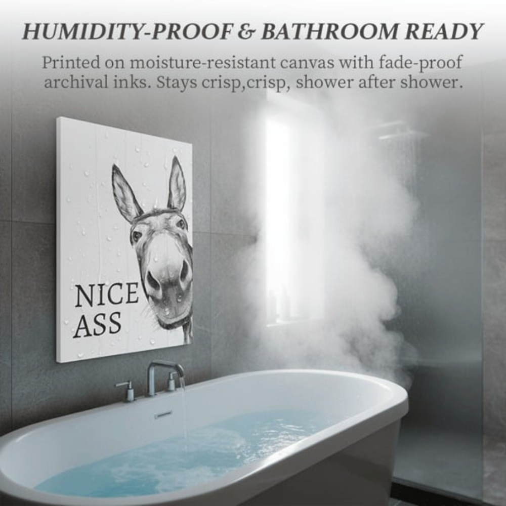 Rustic Farmhouse Bathroom Canvas Art with Humorous Design