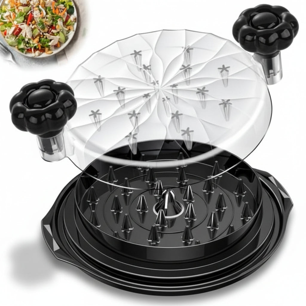 Manual Meat Shredder with Non-Slip Base and Glass Bowl