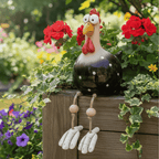 Weatherproof Chicken Statue for Garden Decor - Playful Design