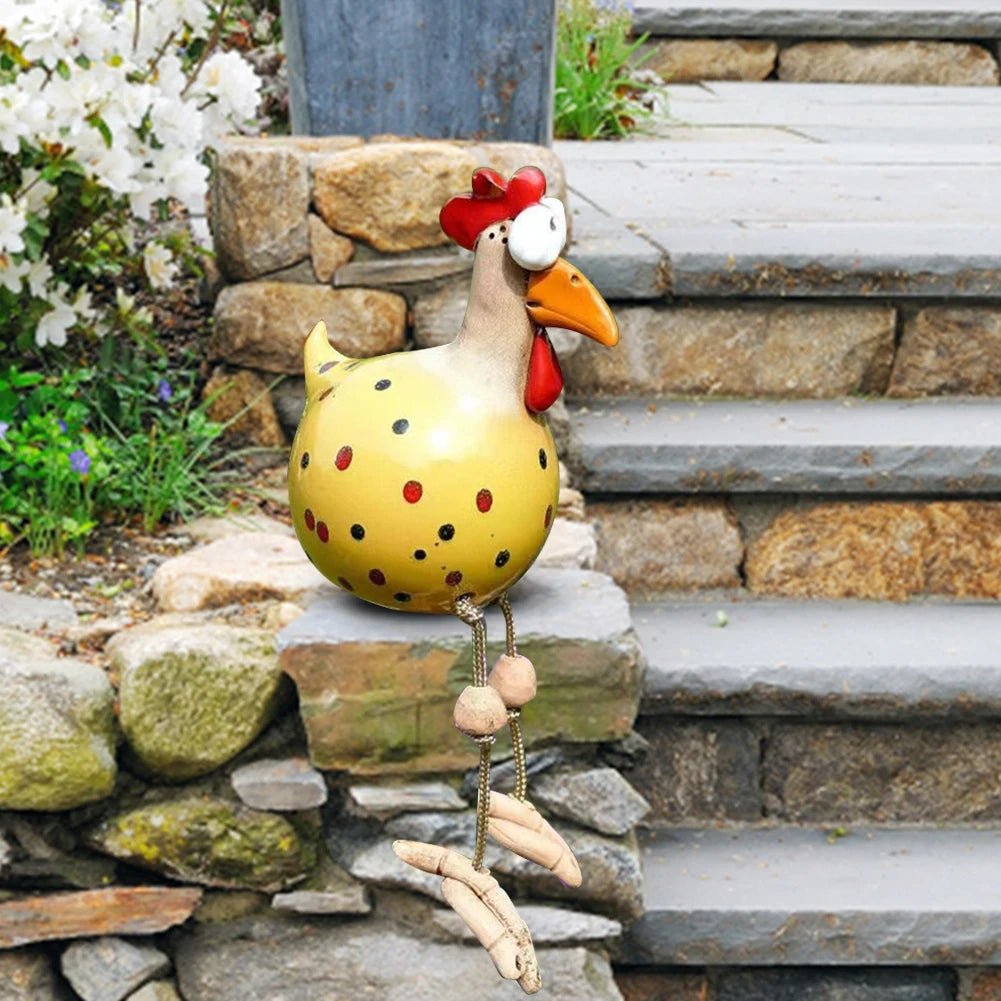Weatherproof Chicken Statue for Garden Decor - Playful Design