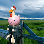 Weatherproof Chicken Statue for Garden Decor - Playful Design