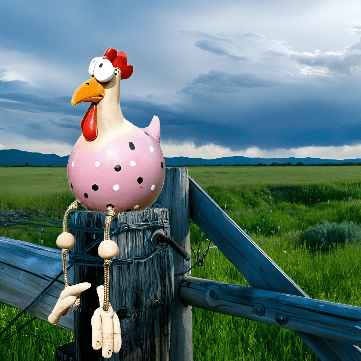 Weatherproof Chicken Statue for Garden Decor - Playful Design