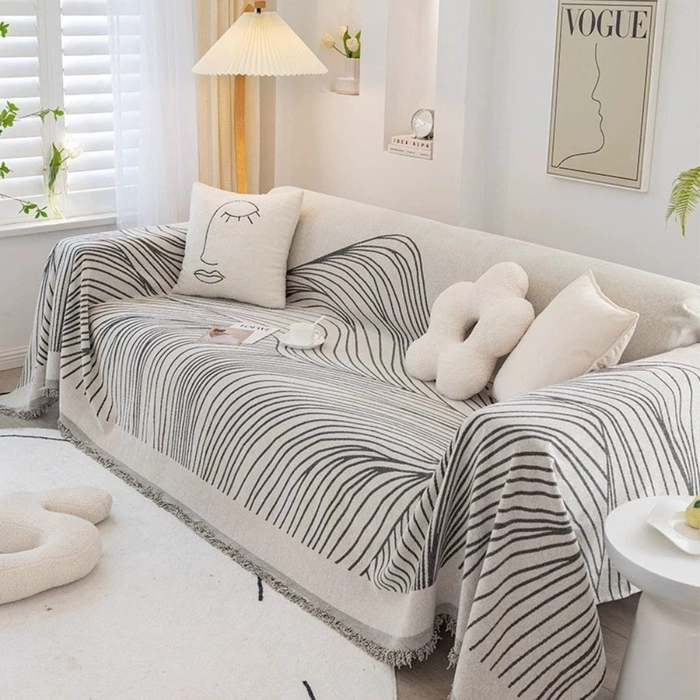Soft Chenille Sofa Cover with Wave Design