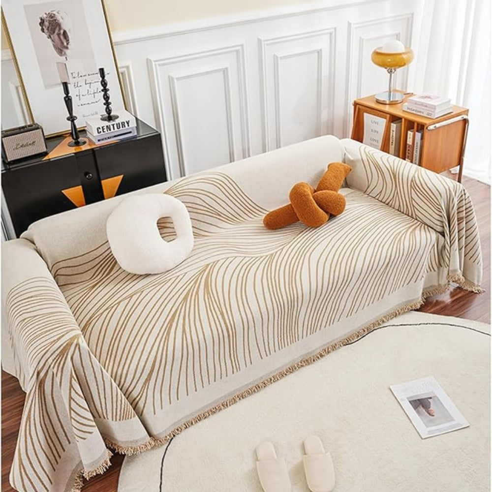 Soft Chenille Sofa Cover with Wave Design