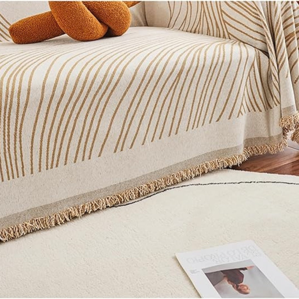 Soft Chenille Sofa Cover with Wave Design