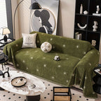 Floral and Striped Embroidered Chenille Sofa Protector - Breathable Fabric