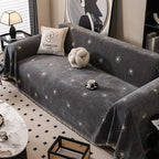 Floral and Striped Embroidered Chenille Sofa Protector - Breathable Fabric