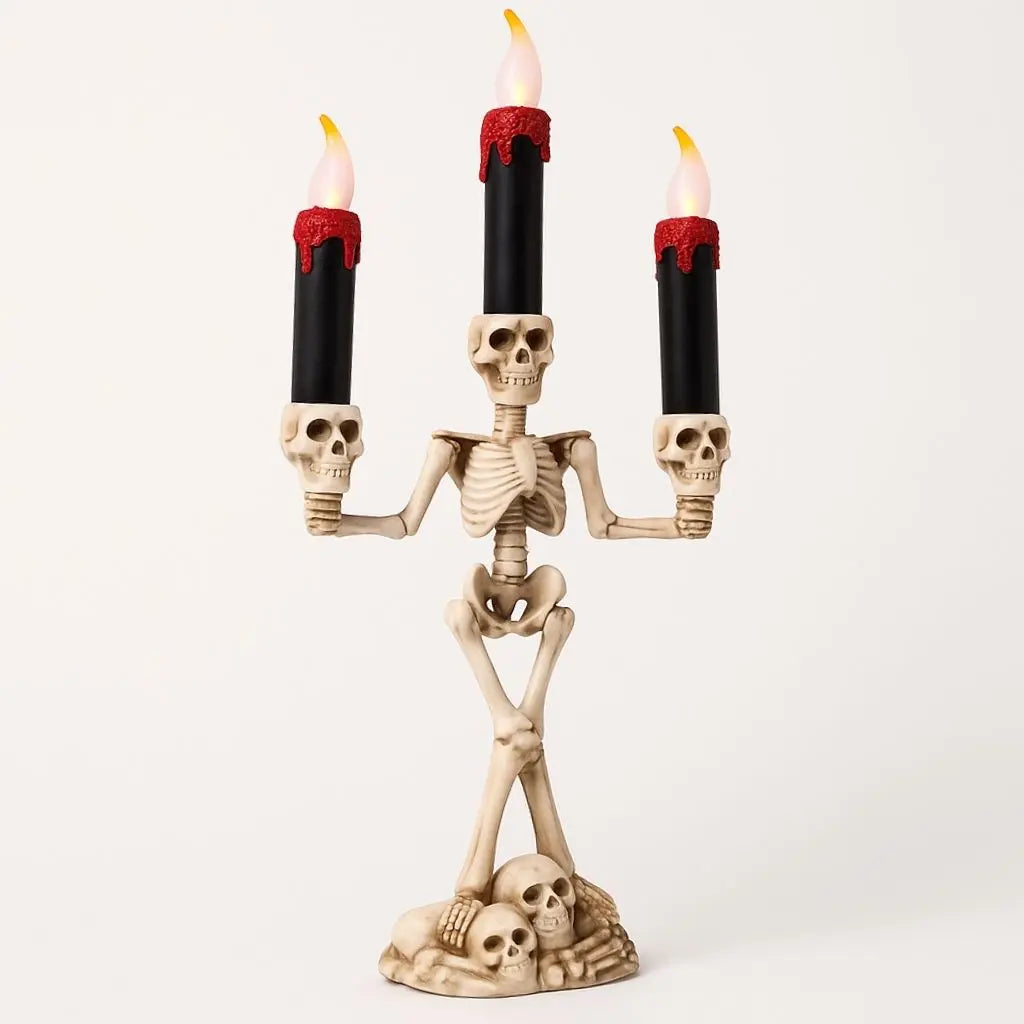 Spooky Trio Skeleton Candelabra for Halloween Decor