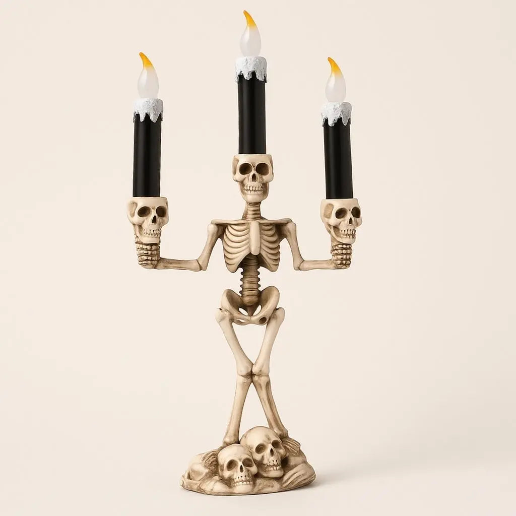 Spooky Trio Skeleton Candelabra for Halloween Decor