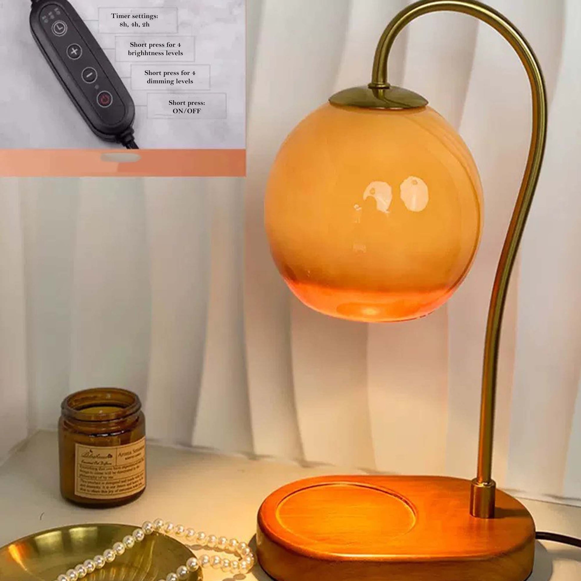 Adjustable Flameless Wax Melting Lamp with Candle Warmer Table Design
