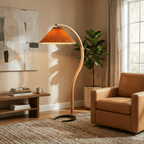 Scandinavian Style Beech Wood Floor Lamp for Contemporary Living Room