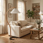 Scandinavian Style Beech Wood Floor Lamp for Contemporary Living Room