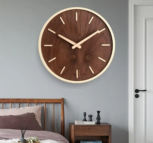 Nordic Elegance Walnut Wall Timepiece - Sleek Minimalist Design