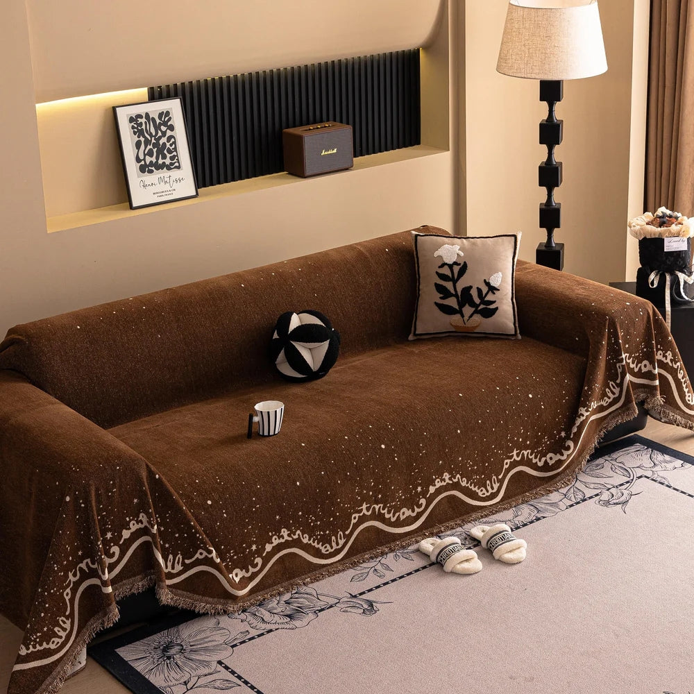 Chenille Sofa Slipcover - Sparkling Pattern, Pet-Friendly, Washable