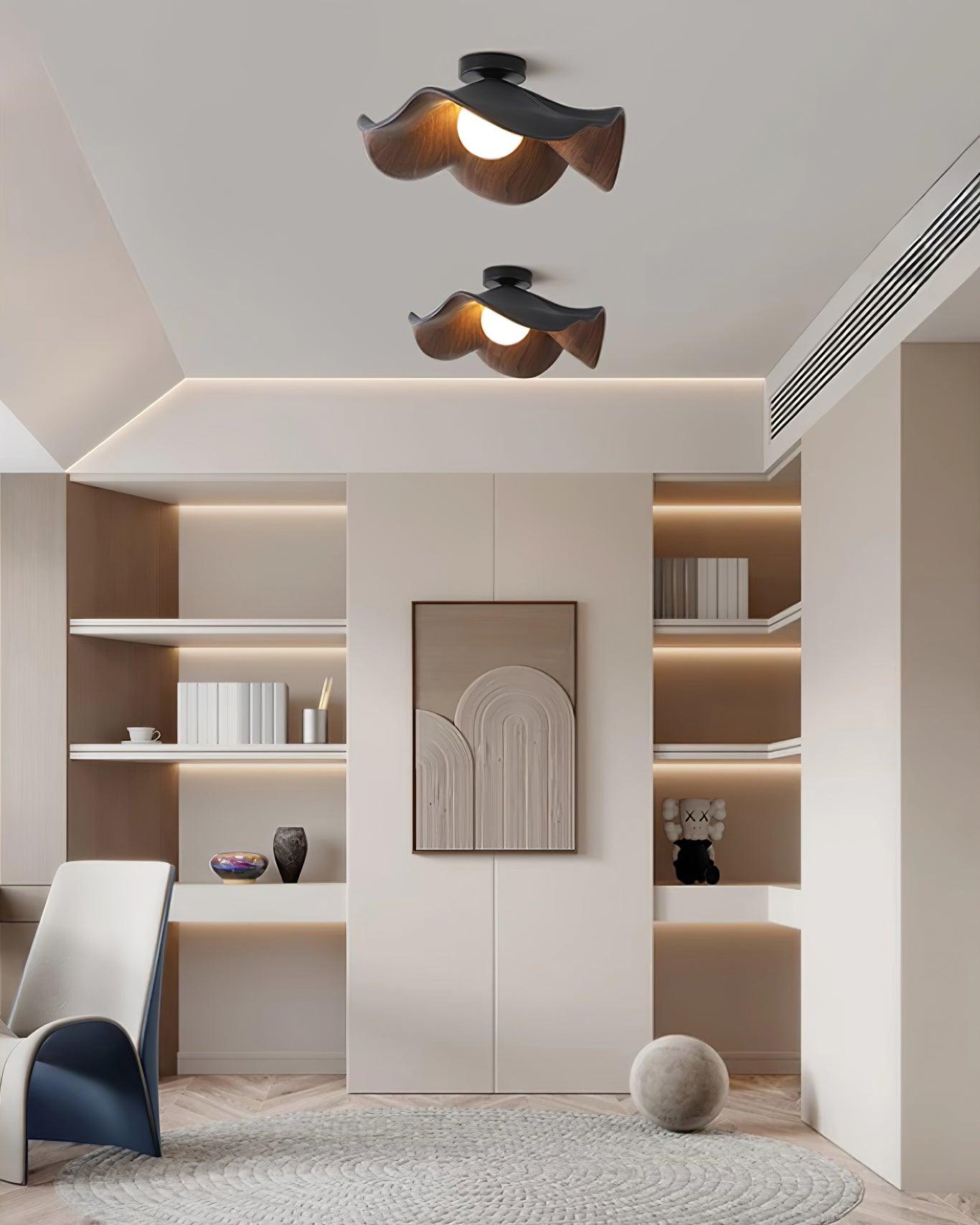 Sculptural Wood-Inspired Ceiling Light Fixture in Modern Style