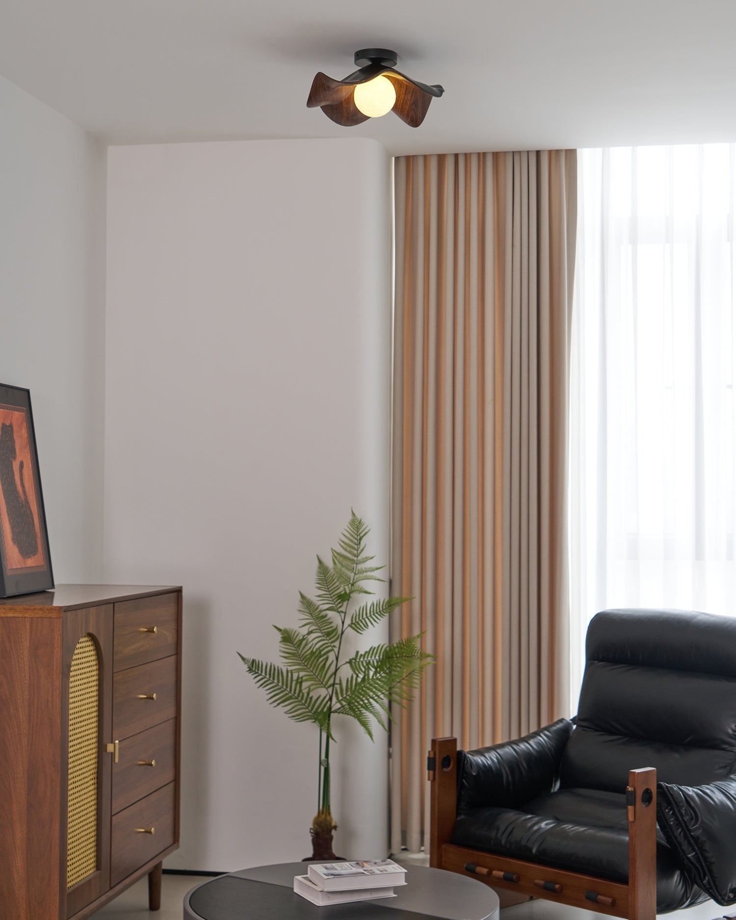 Sculptural Wood-Inspired Ceiling Light Fixture in Modern Style