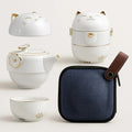 Charming Cat Travel Tea Set in Elegant Ceramic