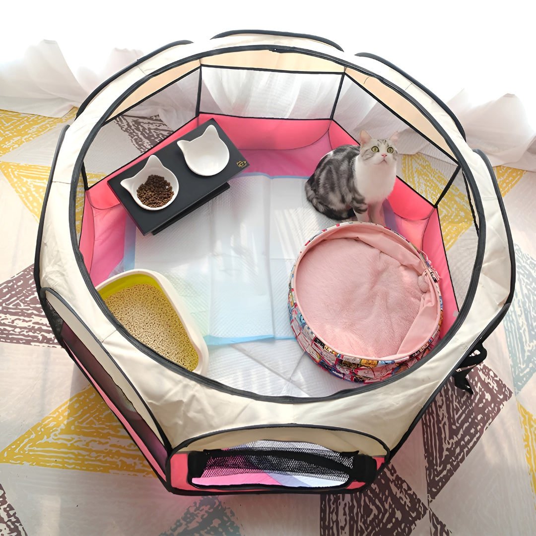 Portable Mesh Tent for Cats – Foldable Playpen for Pets