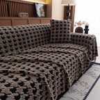 Plush Microfiber Sofa Cover in Classic Houndstooth Pattern