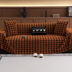 Plush Microfiber Sofa Cover in Classic Houndstooth Pattern