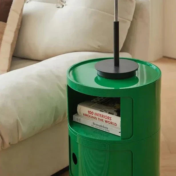 Round Side Table with Storage in Componibili Style – Versatile Design