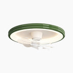 Ceiling Fan with LED Lighting and Round Frame for Flush Mount Installation