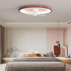 Ceiling Fan with LED Lighting and Round Frame for Flush Mount Installation