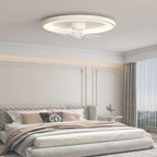 Ceiling Fan with LED Lighting and Round Frame for Flush Mount Installation