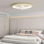 Ceiling Fan with LED Lighting and Round Frame for Flush Mount Installation