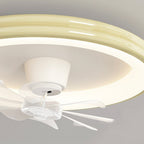 Ceiling Fan with LED Lighting and Round Frame for Flush Mount Installation