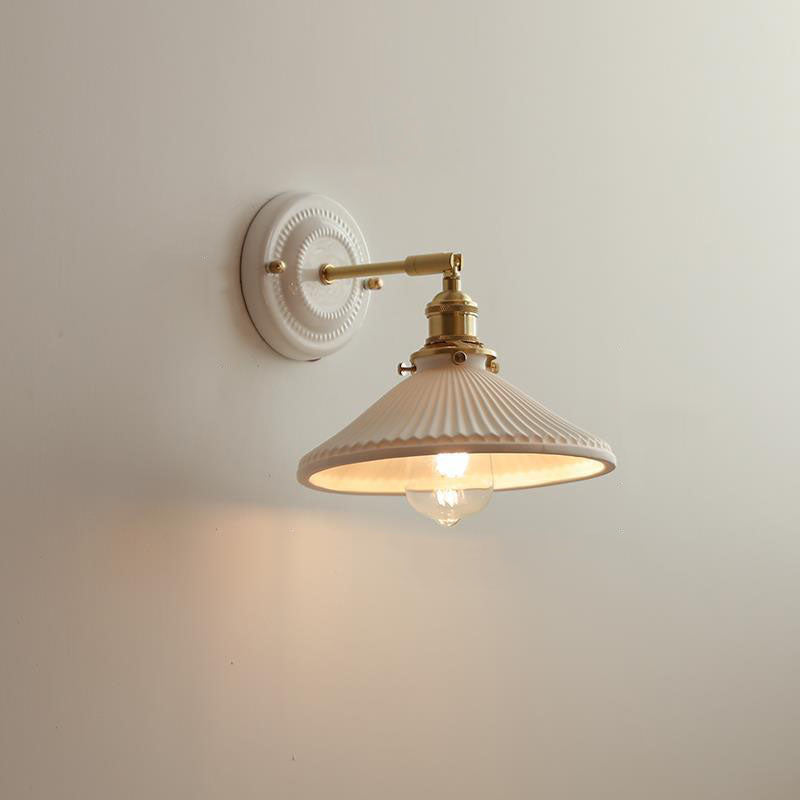 Vintage Style Ceramic and Brass Wall Light Fixture for Home Decor