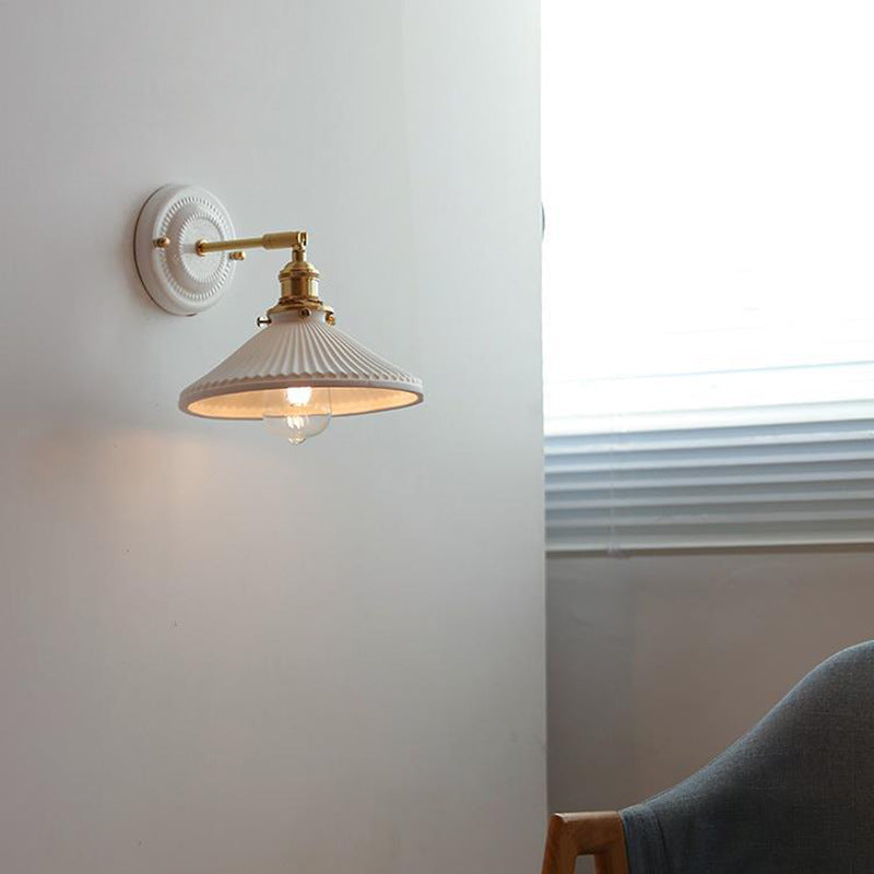 Vintage Style Ceramic and Brass Wall Light Fixture for Home Decor