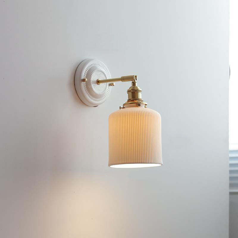 Vintage Style Ceramic and Brass Wall Light Fixture for Home Decor