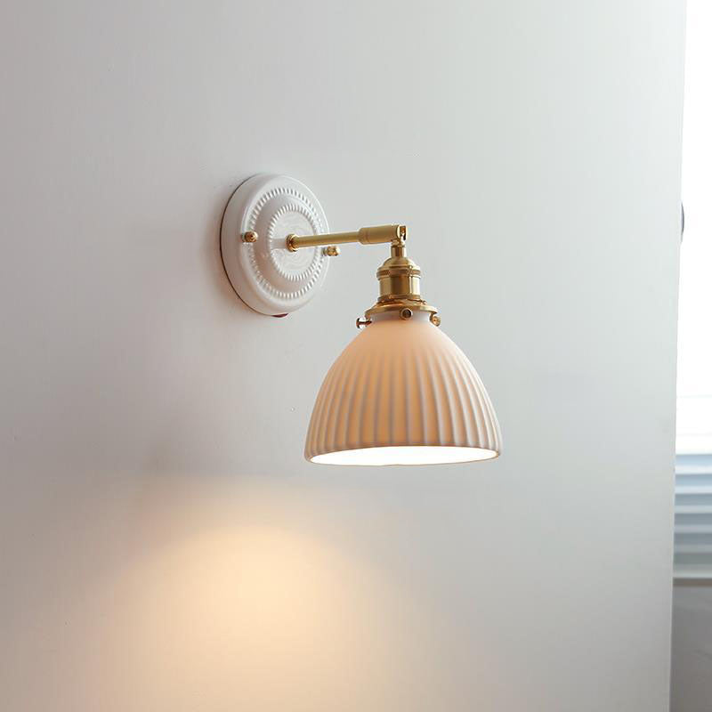 Vintage Style Ceramic and Brass Wall Light Fixture for Home Decor