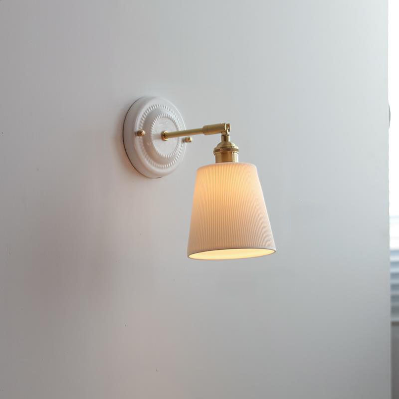 Vintage Style Ceramic and Brass Wall Light Fixture for Home Decor