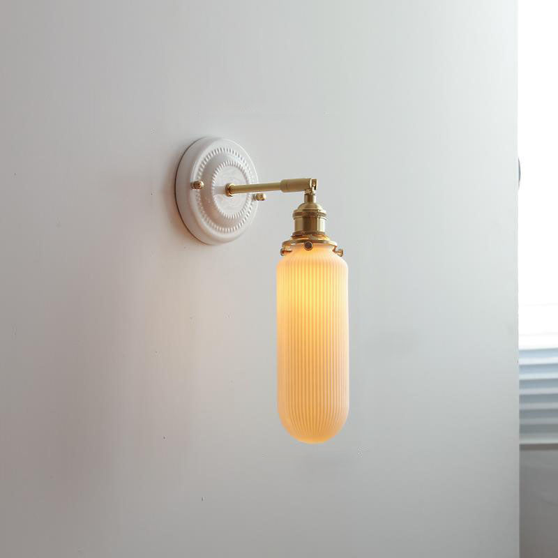 Vintage Style Ceramic and Brass Wall Light Fixture for Home Decor