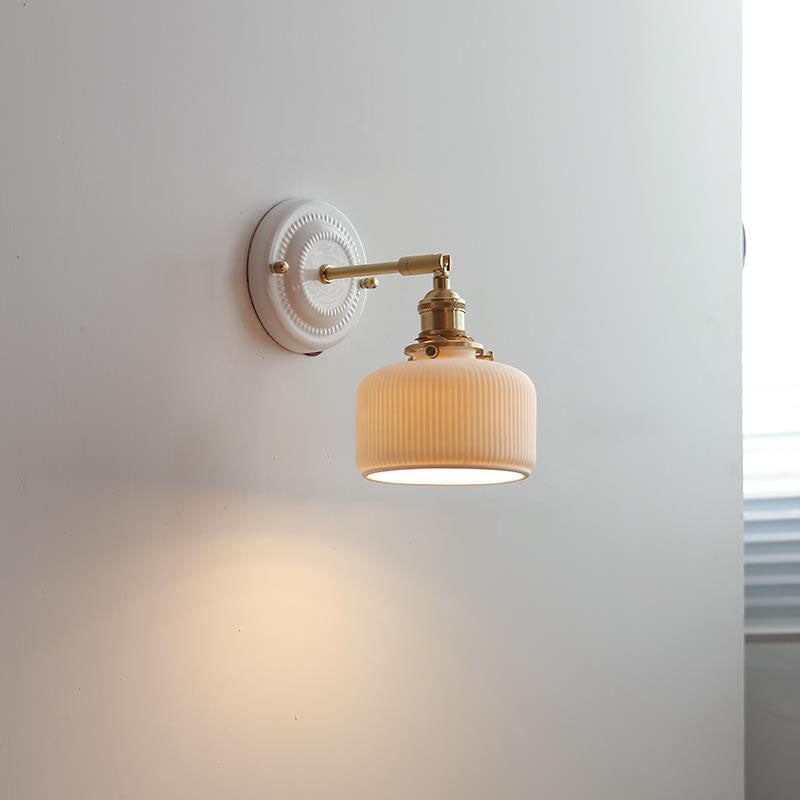 Vintage Style Ceramic and Brass Wall Light Fixture for Home Decor