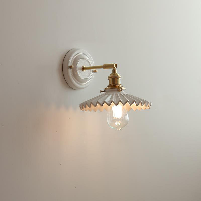 Vintage Style Ceramic and Brass Wall Light Fixture for Home Decor