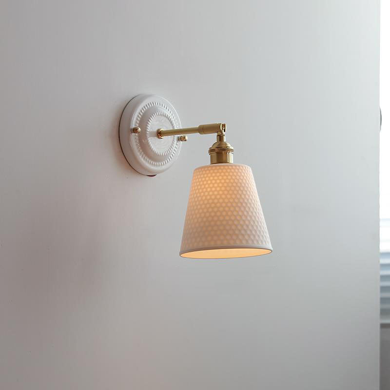 Vintage Style Ceramic and Brass Wall Light Fixture for Home Decor