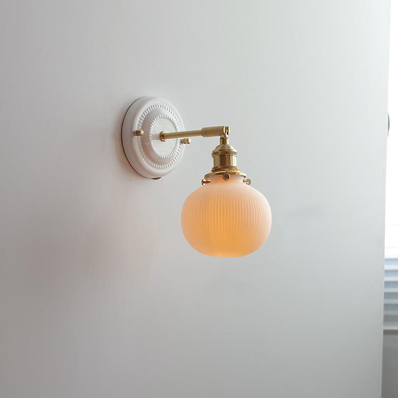 Vintage Style Ceramic and Brass Wall Light Fixture for Home Decor