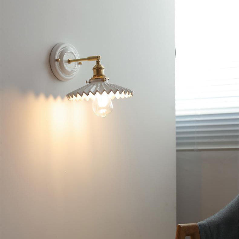 Vintage Style Ceramic and Brass Wall Light Fixture for Home Decor