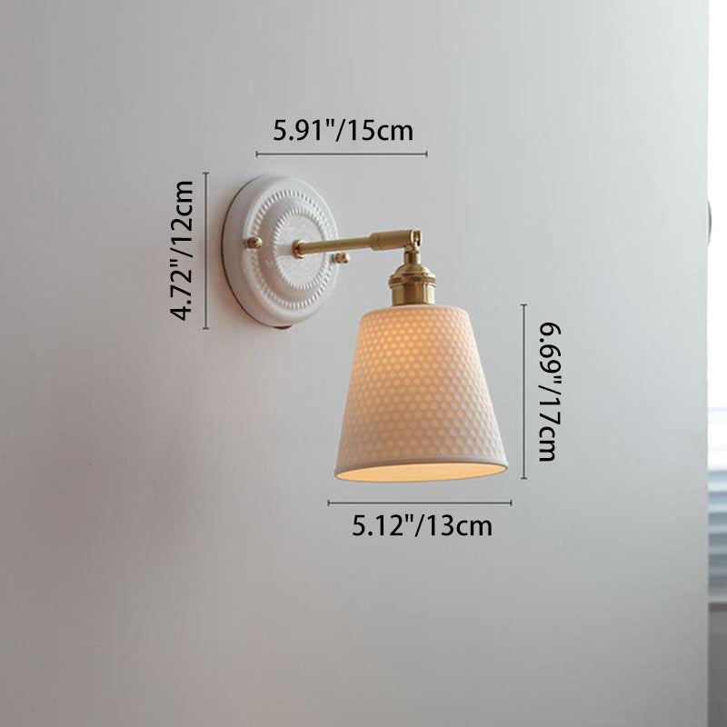 Vintage Style Ceramic and Brass Wall Light Fixture for Home Decor