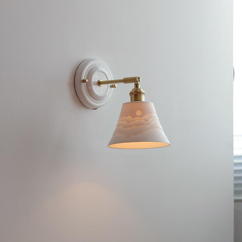 Vintage Style Ceramic and Brass Wall Light Fixture for Home Decor