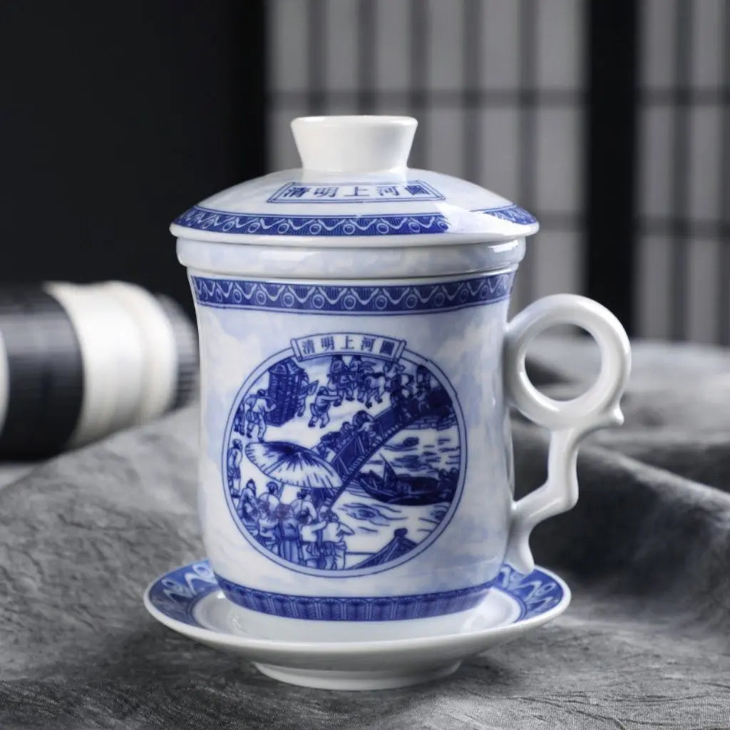 Mountain View Ceramic Drinking Mug with Lid