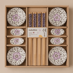 Elegant Floral Ceramic Dinnerware Set for Four